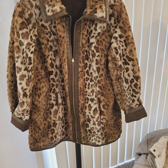 Dennis Basso Reversible Faux Fur/ Faux Suede Coat - Picture 4 of 9